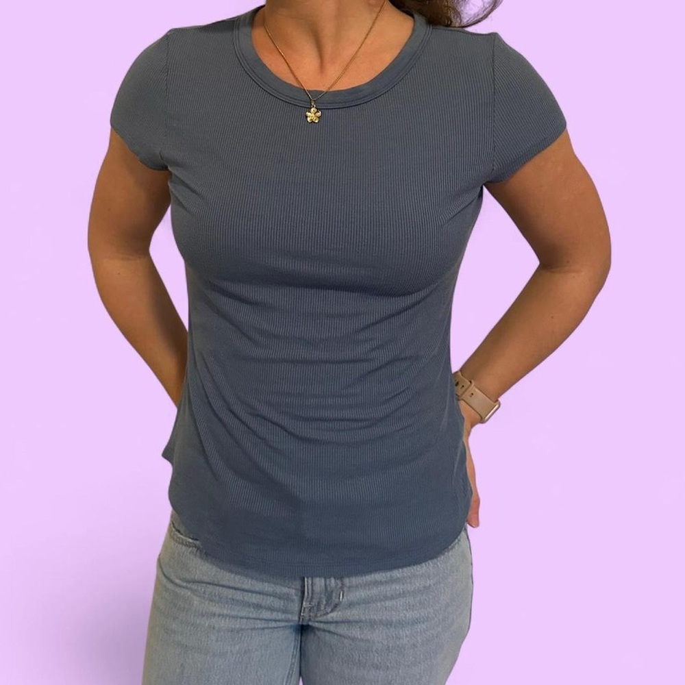 American Eagle Outfitters Slate Blue Short Sleeve Tee